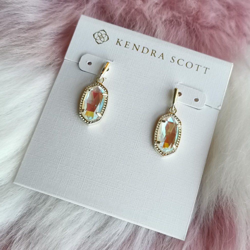 Kendra Scott Lee Gold Earrings Dichroic Glass